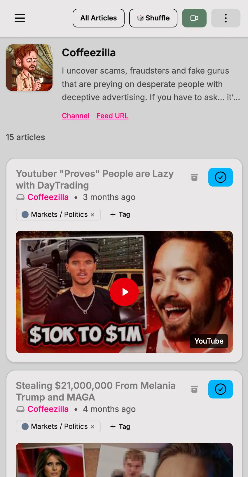 Article reader view