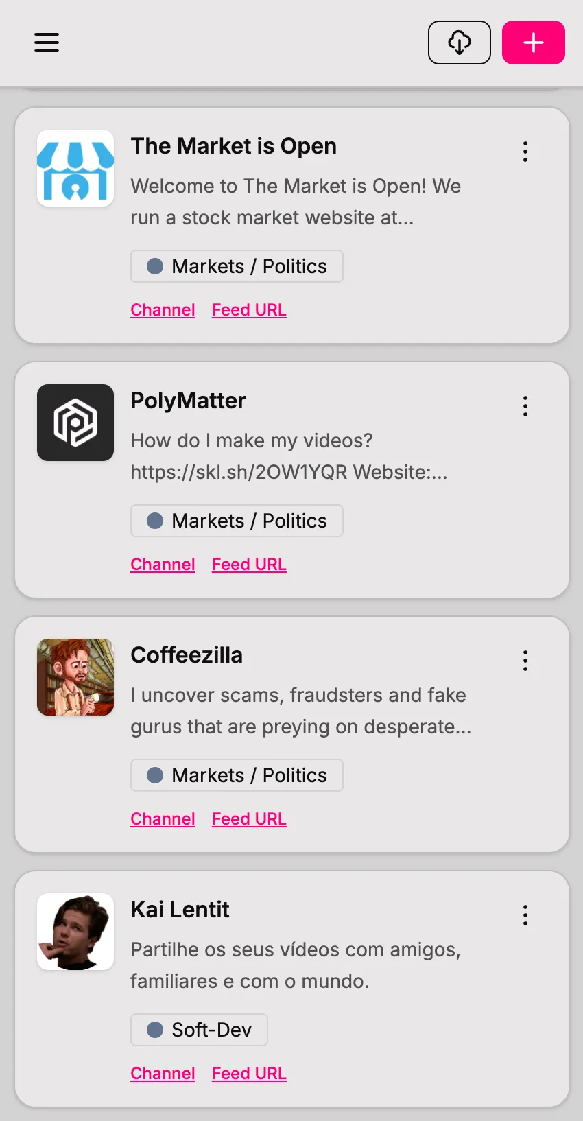 Feed list view